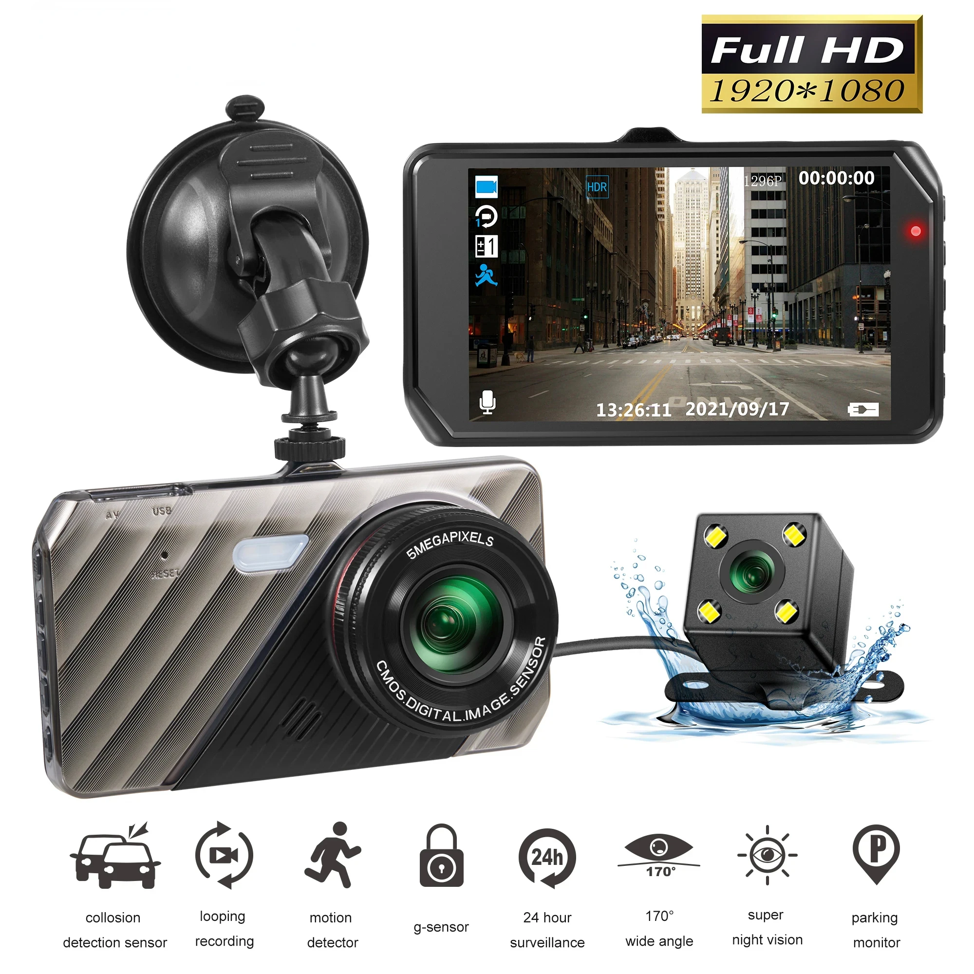 Touch Dash Cam Car DVR Dual Lens HD 1080P 4inches Front Rear View Wide Angle Night Vision Black Box Car Accessories
Touch Dash Cam Car DVR Dual Lens HD 1080P 4inches Front Rear View Wide Angle Night Vision Black Box Car Accessories