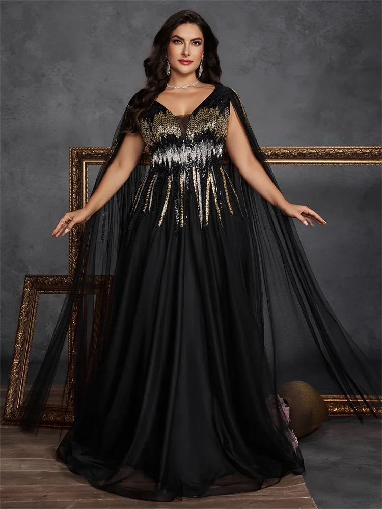 Luxury Floor-standing sleeves Sequins Evening Dresses Women V-neck Formal Wedding Party Cocktail Gowns Vestidos
Luxury Floor-standing sleeves Sequins Evening Dresses Women V-neck Formal Wedding Party Cocktail Gowns Vestidos