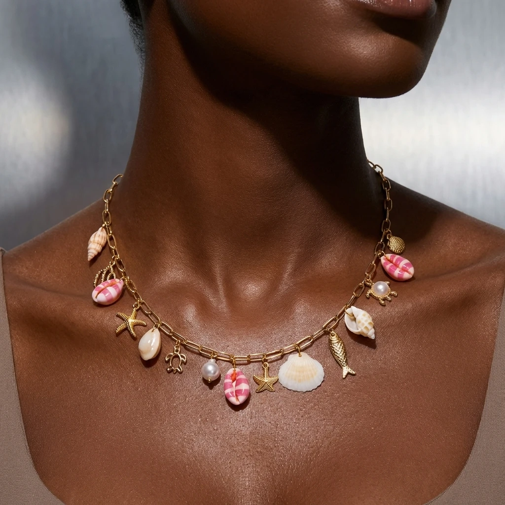 Bohemian Starfish Conch Imitation Pearl Clavicle Necklace for Women Colorful Shell Multi Pendant Chain Beach Party Jewelry Gift
Bohemian Starfish Conch Imitation Pearl Clavicle Necklace for Women Colorful Shell Multi Pendant Chain Beach Party Jewelry Gift