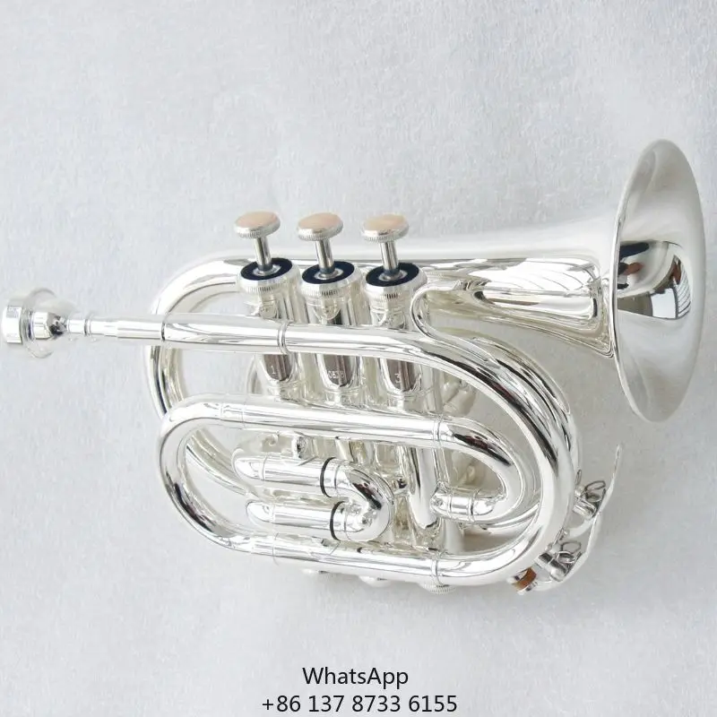 Silver Plated Pocket Trumpet High Quality Brass Pocket Trumpet Instrument