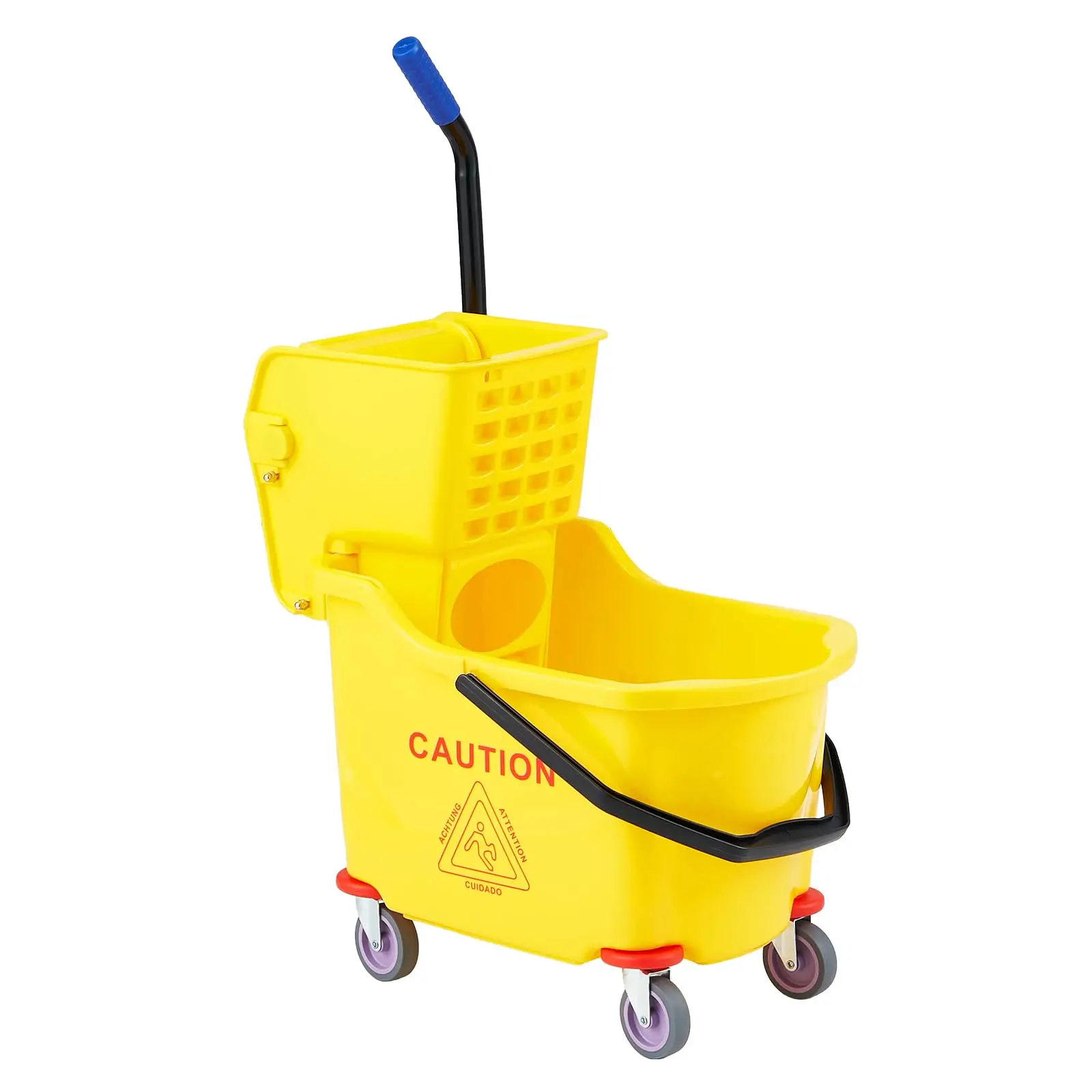 Mop Bucket with Side Press Wringer and Soiled Water 32 Quart Capacity Portable Trolley on Wheels Durable Wringer
Mop Bucket with Side Press Wringer and Soiled Water 32 Quart Capacity Portable Trolley on Wheels Durable Wringer