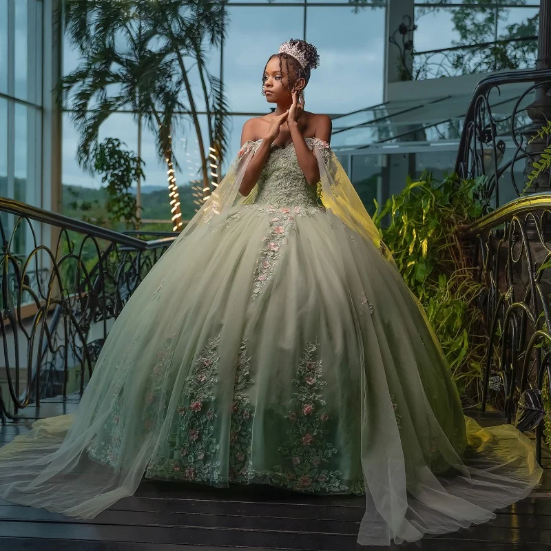 Мятно-зеленое платье Quinceanera с открытыми плечами по индивидуальному заказу, аппликация с блестками, 3D цветок, длинный хвост, платья de 15, Quinceanera
Мятно-зеленое платье Quinceanera с открытыми плечами по индивидуальному заказу, аппликация с блестками, 3D цветок, длинный хвост, платья de 15, Quinceanera
