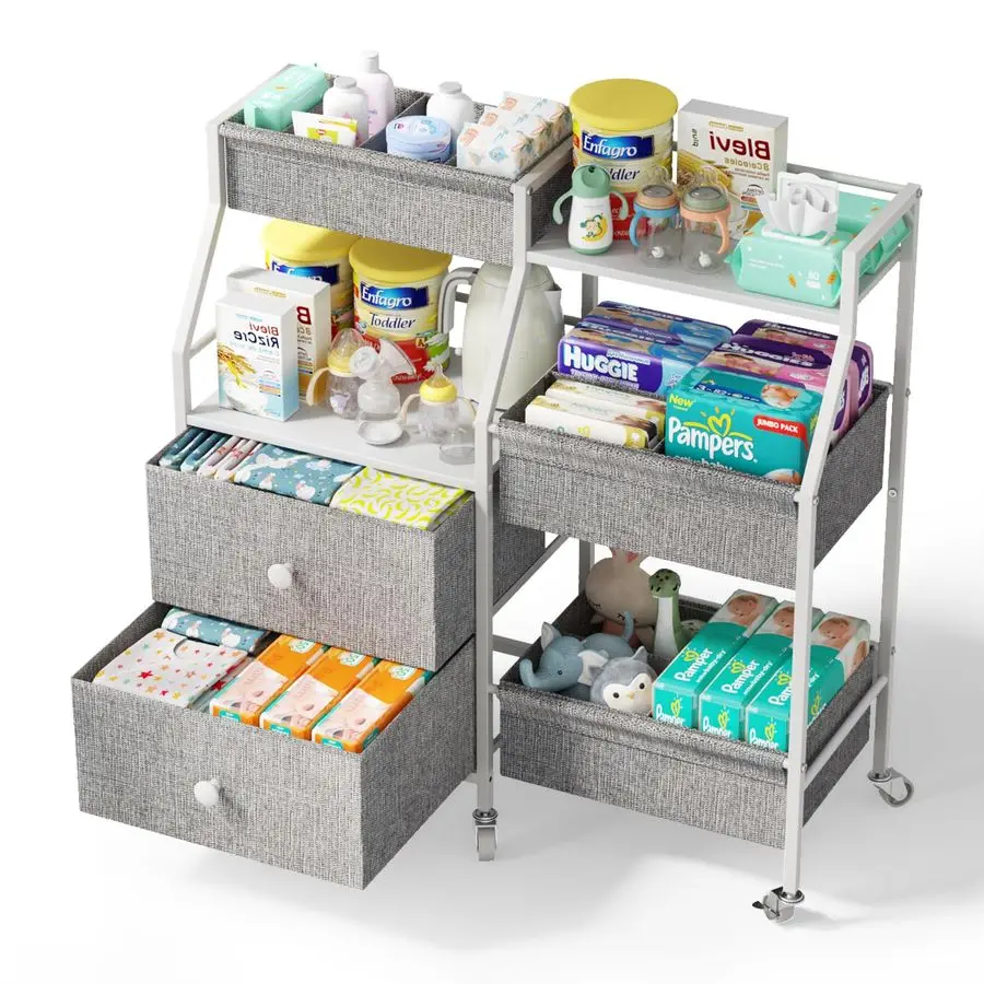 Baby Diaper Caddy Organizer, 3 Tier Rolling Diaper Cart with Dividers and Drawers, Mobile Utility Baby Storage Cart with Wheels,
Baby Diaper Caddy Organizer, 3 Tier Rolling Diaper Cart with Dividers and Drawers, Mobile Utility Baby Storage Cart with Wheels,