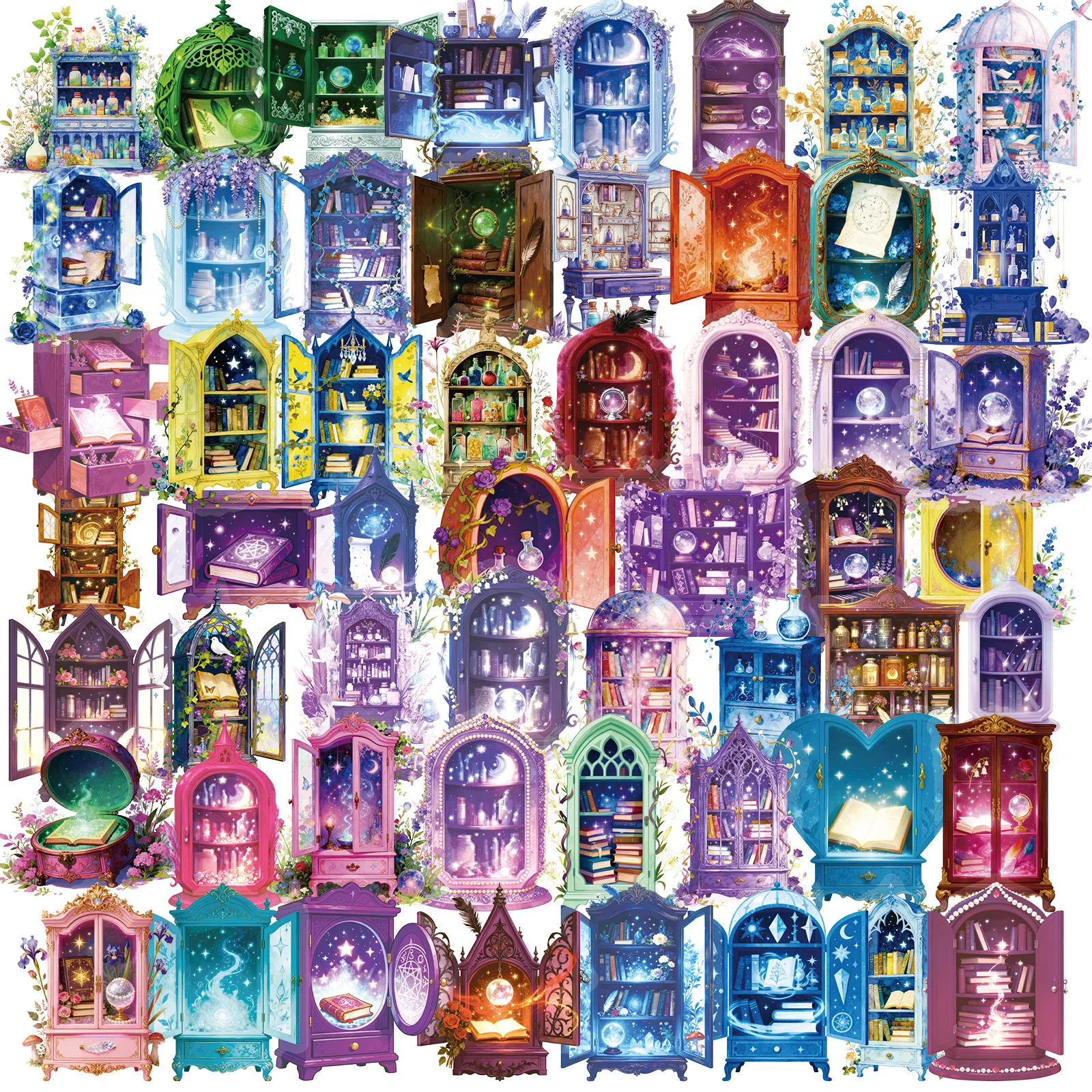 56Pcs Dream Magic House stickers, creative purple magic house material waterproof and transparent PET stickers
56Pcs Dream Magic House stickers, creative purple magic house material waterproof and transparent PET stickers