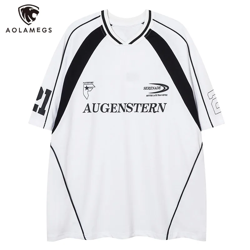 Men T Shirts Patchwork V-Neck Short Sleeve T-shirt High Street Letter Printed Tee Motorcycle Sports Tees Basketball Jersey Tops
Men T Shirts Patchwork V-Neck Short Sleeve T-shirt High Street Letter Printed Tee Motorcycle Sports Tees Basketball Jersey Tops