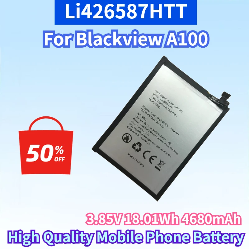 Newest Li426587HTT 3.85V 18.01Wh 4680mAh Lithium-ion Rechargeable Battery for Blackview A100 High Quality Mobile Phone Battery
Newest Li426587HTT 3.85V 18.01Wh 4680mAh Lithium-ion Rechargeable Battery for Blackview A100 High Quality Mobile Phone Battery