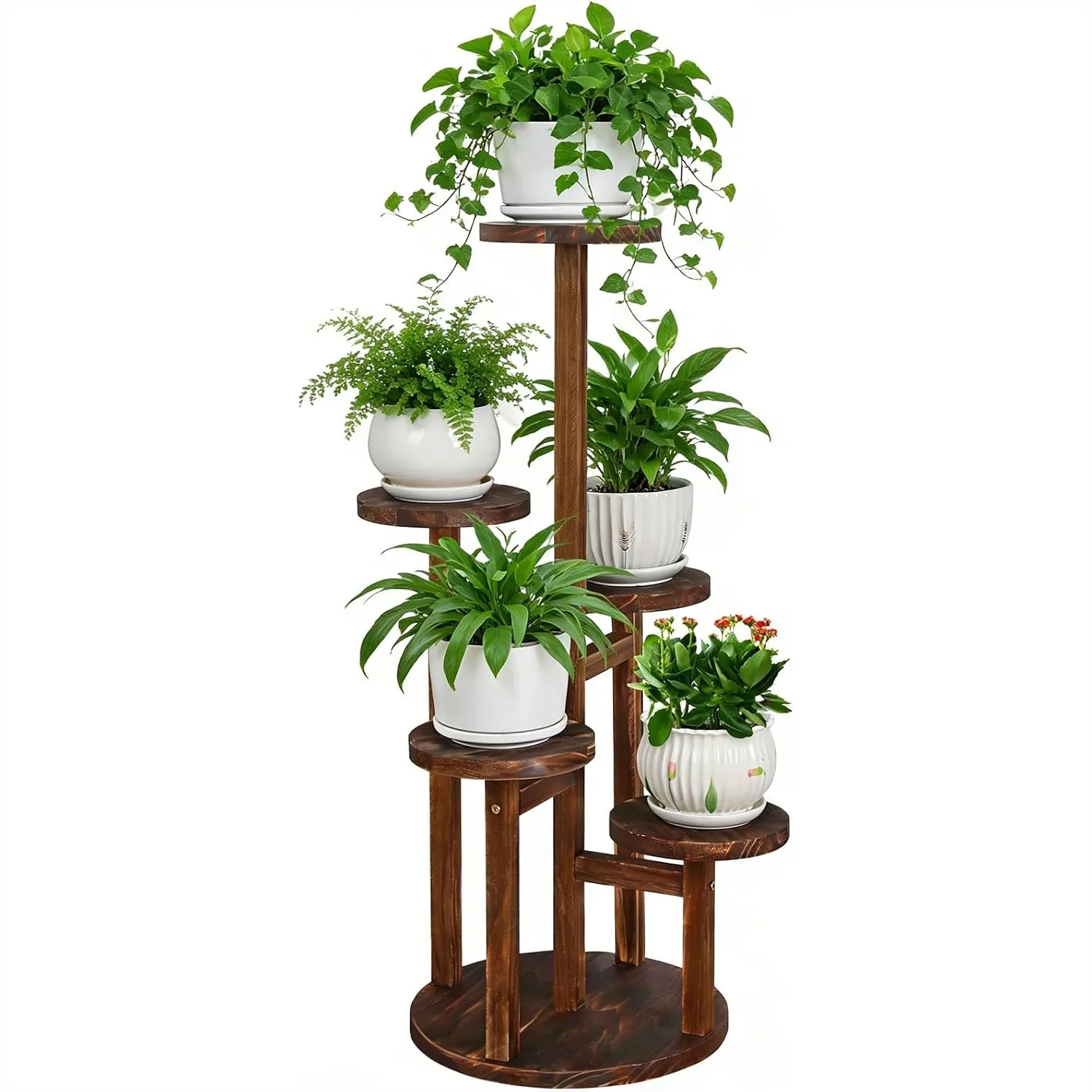 5 Tier Tall Wood Plant Stand Indoor, Corner Shelf for Multiple Plants, Carbonized Brown
5 Tier Tall Wood Plant Stand Indoor, Corner Shelf for Multiple Plants, Carbonized Brown
