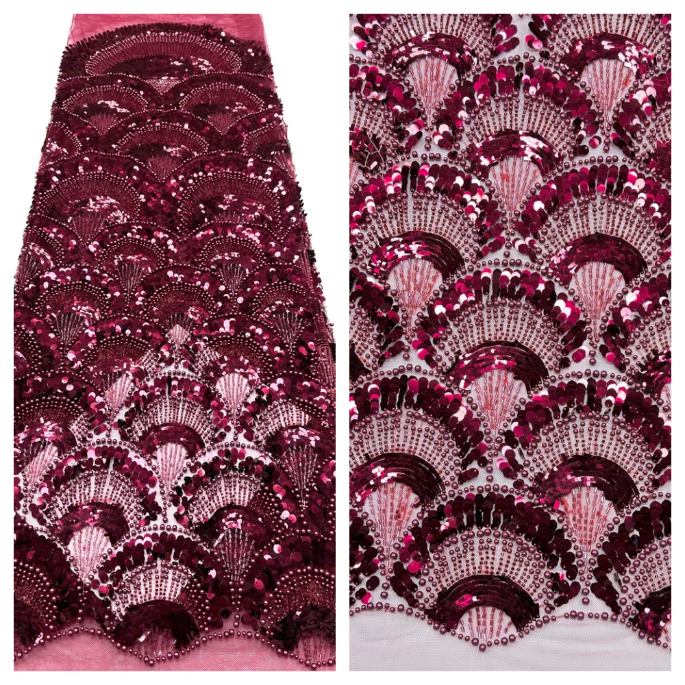 2026 Hand Beaded Lace Fabric Bridal Fabric High-end Wedding Fabrics French Nigerian Sequins Beads Embroidered on Tulle 5 Yards
2026 Hand Beaded Lace Fabric Bridal Fabric High-end Wedding Fabrics French Nigerian Sequins Beads Embroidered on Tulle 5 Yards