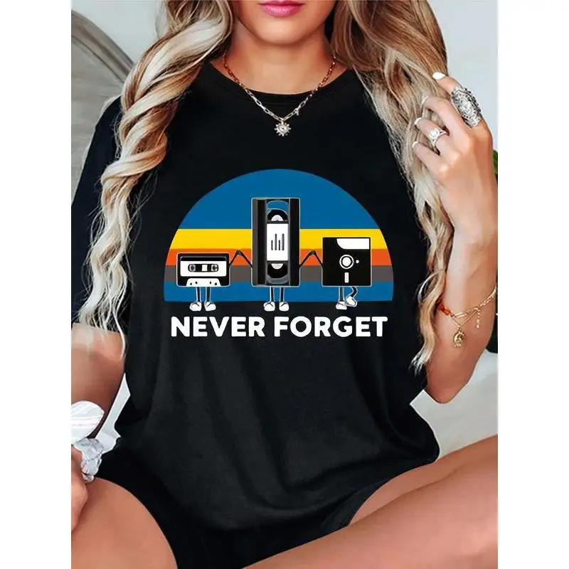 "Retro Never Forget Graphic T Shirt Women Oversized Casual Summer Funny Vintage Cassette VHS Floppy Disk Print Tee Streetwear"
"Retro Never Forget Graphic T Shirt Women Oversized Casual Summer Funny Vintage Cassette VHS Floppy Disk Print Tee Streetwear"