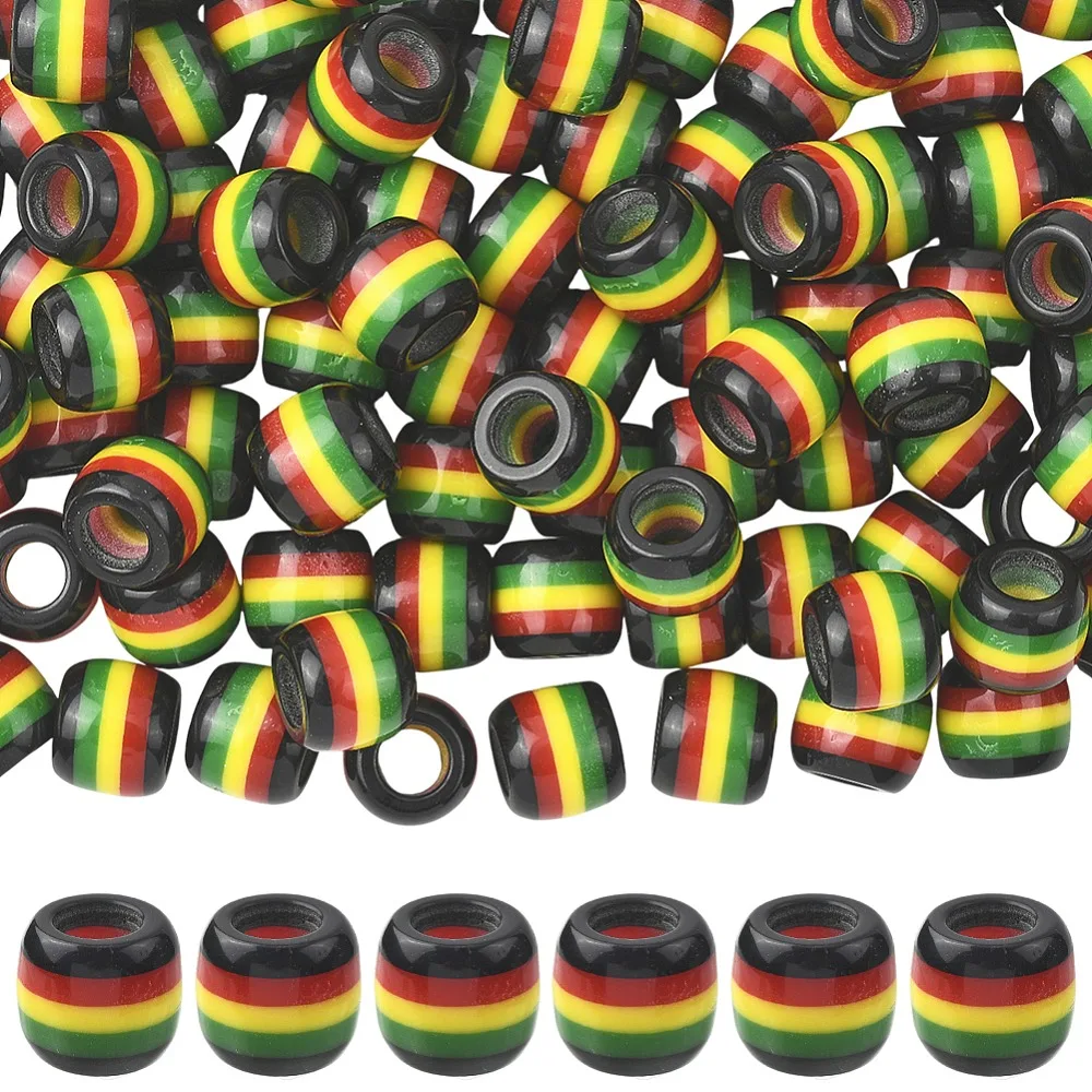 120Pcs Opaque Stripe Resin European Beads Jamaican Colour Barrel Large Hole Beads Colorful 10x12mm Hole: 5.5mm
120Pcs Opaque Stripe Resin European Beads Jamaican Colour Barrel Large Hole Beads Colorful 10x12mm Hole: 5.5mm