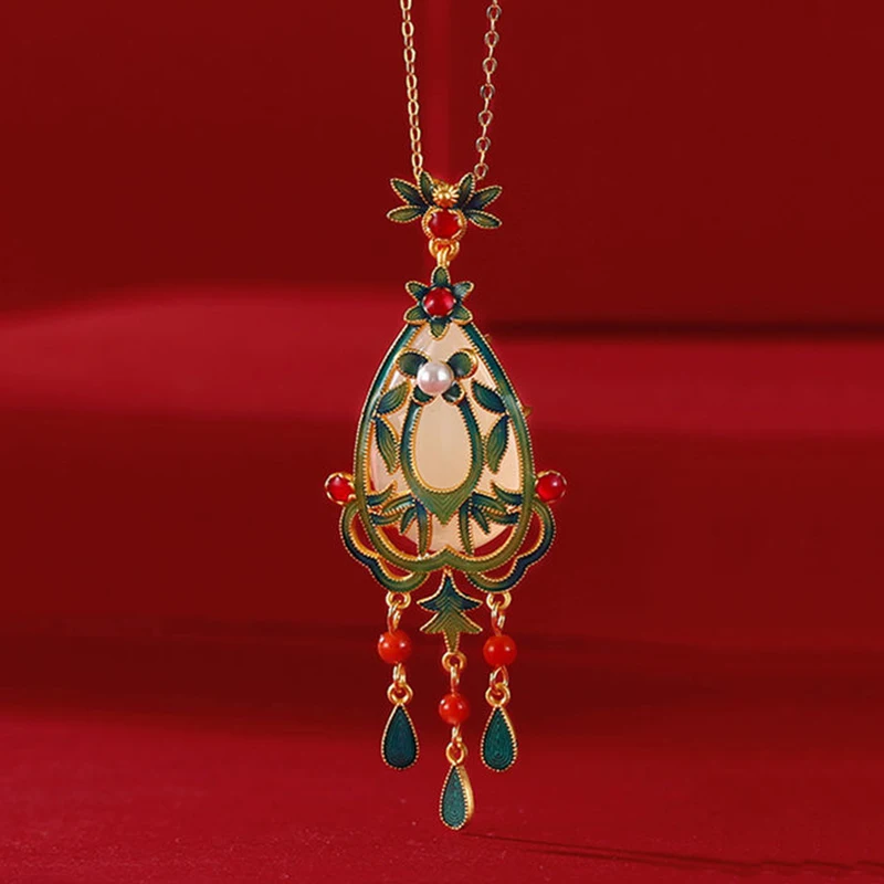 Original Design Natural Hetian Jade Enamel Porcelain Pearl Tassel Necklace Antique Charm Forbidden City Ladies Jewelry
Original Design Natural Hetian Jade Enamel Porcelain Pearl Tassel Necklace Antique Charm Forbidden City Ladies Jewelry