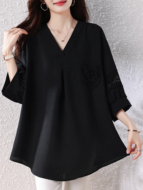 Slimming Large Size Black Shirt Simple Style Loose Fit Fashionable Top for plus Size Women Summer 2026 Casual V-Neck Short Sl...
Slimming Large Size Black Shirt Simple Style Loose Fit Fashionable Top for plus Size Women Summer 2026 Casual V-Neck Short Sl...