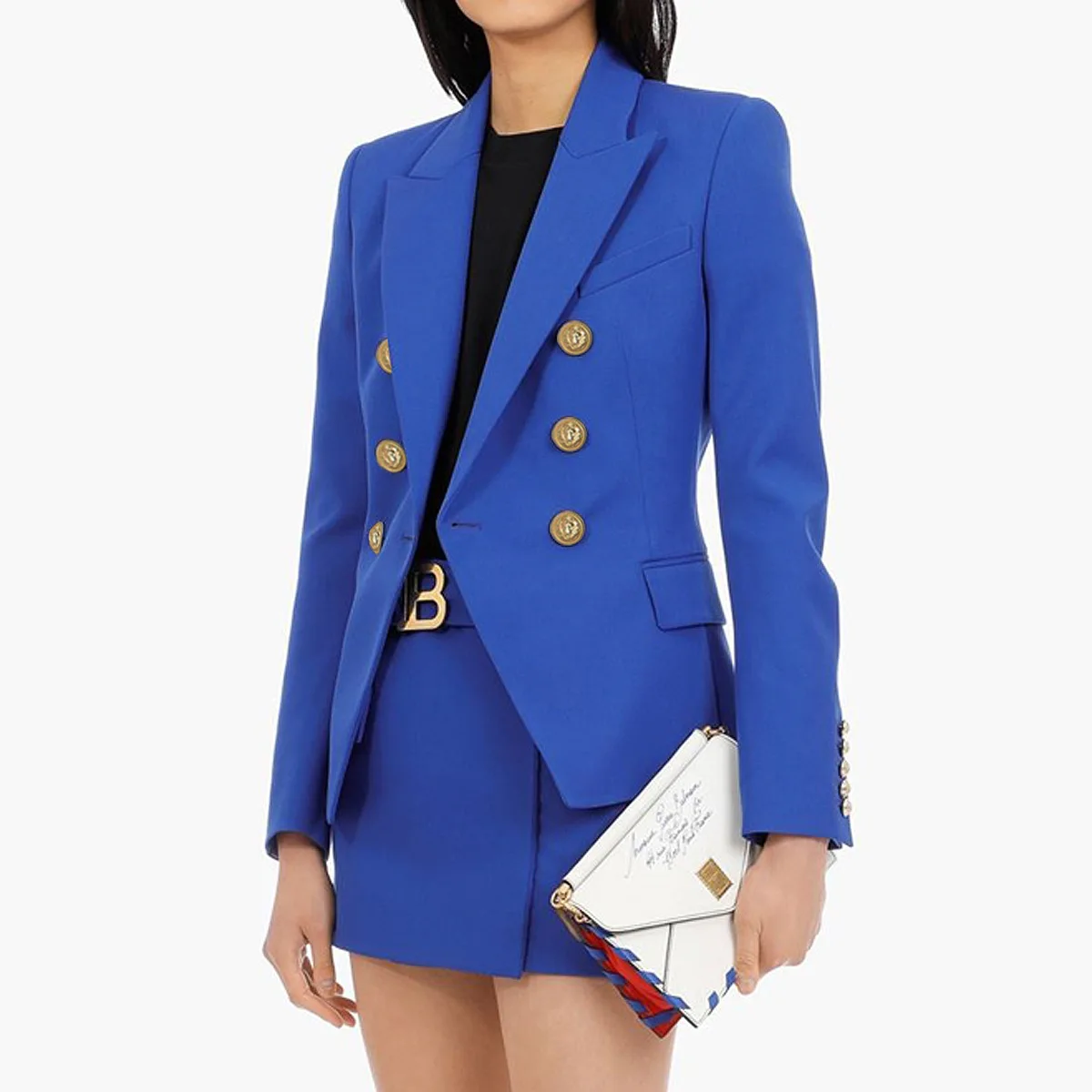 Sapphire Blue 2025 Fashion Luxury Office Lady Women'S Suits Business Elegan Blazer Jacket Gold Metal Double Breasted Customized
Sapphire Blue 2025 Fashion Luxury Office Lady Women'S Suits Business Elegan Blazer Jacket Gold Metal Double Breasted Customized