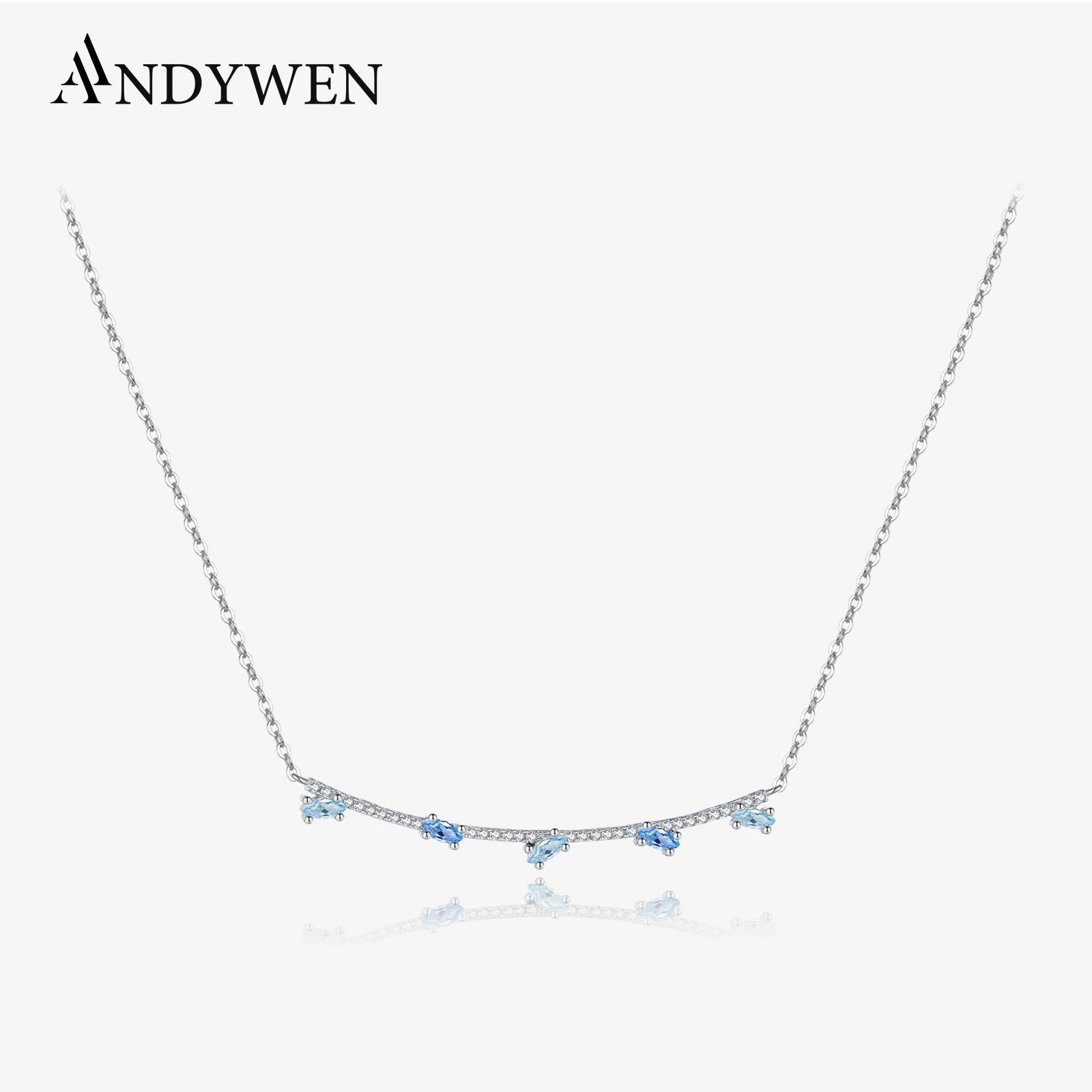 ANDYWEN 925 Sterling Silver Necklace with Blue Marquise Sapphire Zircon CZ Luxury Fine Jewelry for Women Party & Daily Wear
ANDYWEN 925 Sterling Silver Necklace with Blue Marquise Sapphire Zircon CZ Luxury Fine Jewelry for Women Party & Daily Wear