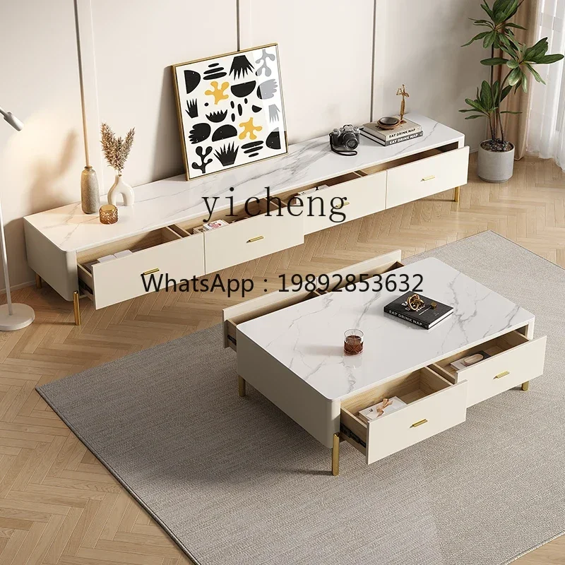 XLL Italian light luxury rock slab coffee table TV cabinet combination modern simple living room minimalist
XLL Italian light luxury rock slab coffee table TV cabinet combination modern simple living room minimalist