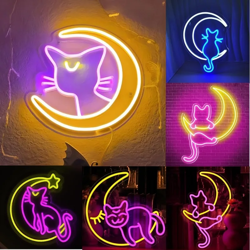 Anime Cat & Moon Neon Sign Personalized Neon Signs for Room Wall Decor LED Night Lights Home Decor Lights Gift for Girls Boys
Anime Cat & Moon Neon Sign Personalized Neon Signs for Room Wall Decor LED Night Lights Home Decor Lights Gift for Girls Boys