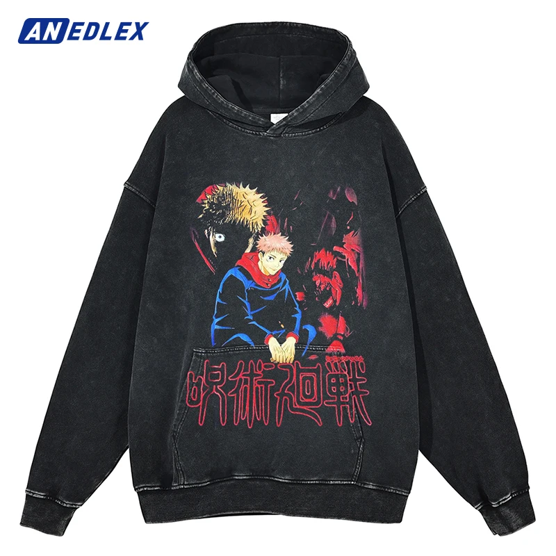 Harajuku Streetwear Hoodie Sweatshirt Japanese Anime Graphic Printed Hoodie Cotton Autumn Men Washed Black Hooded Pullover
Harajuku Streetwear Hoodie Sweatshirt Japanese Anime Graphic Printed Hoodie Cotton Autumn Men Washed Black Hooded Pullover