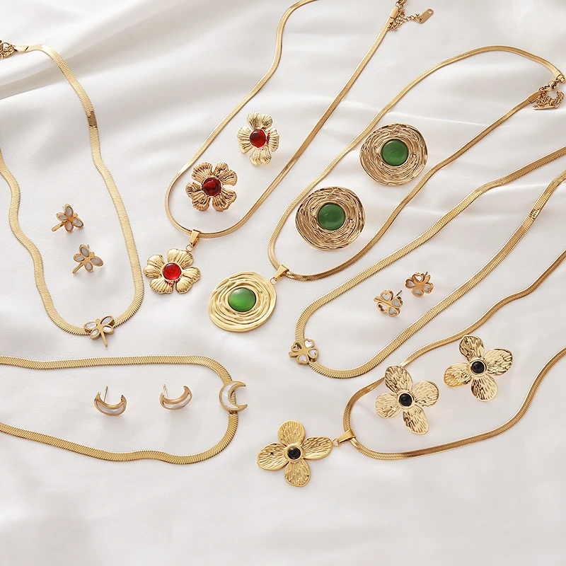 Lucky Four Leaf Clover Flowers Necklace Earrings Jewelry Set for Lady Fashion Stainless Steel Pendant Romantic Neck Chain Gifts
Lucky Four Leaf Clover Flowers Necklace Earrings Jewelry Set for Lady Fashion Stainless Steel Pendant Romantic Neck Chain Gifts