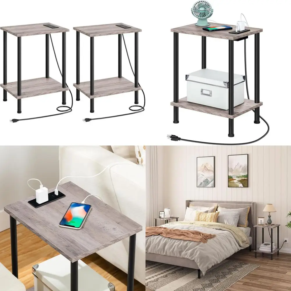 Dual Charging End Tables with USB & Outlets, Storage Nightstand for Compact Spaces, Suitable for Living Room and Bedroom, Greige
Dual Charging End Tables with USB & Outlets, Storage Nightstand for Compact Spaces, Suitable for Living Room and Bedroom, Greige
