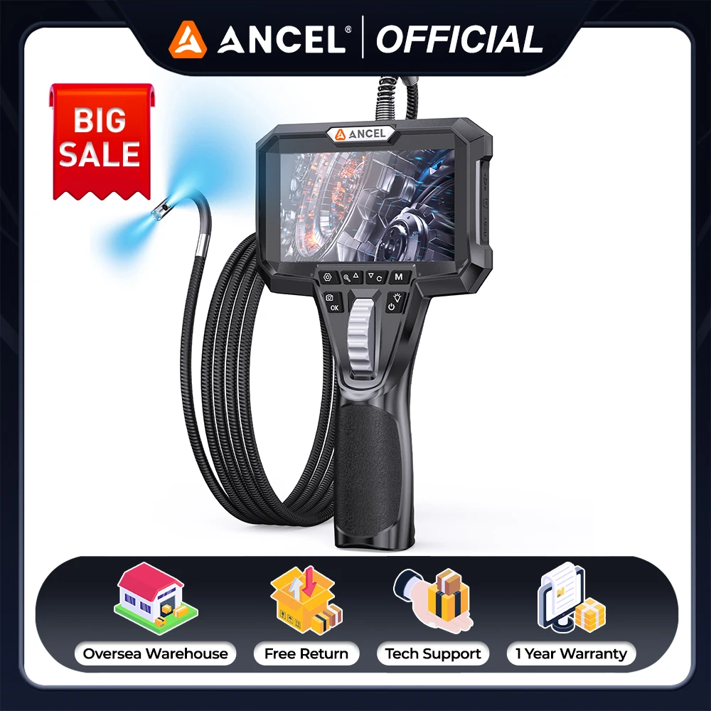 ANCEL AN302 Two-Way Articulating Borescope with Light 4.3" HD Automotive Industrial Endoscope Inspection Camera for IMG & Video
ANCEL AN302 Two-Way Articulating Borescope with Light 4.3" HD Automotive Industrial Endoscope Inspection Camera for IMG & Video