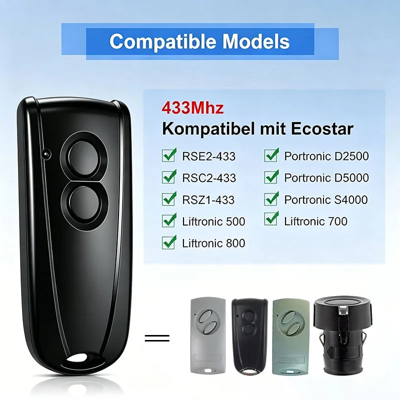 HORMANN ECOSTAR RSE2 RSC2 RSZ1 433 Liftronic 500 700 Garage Door Remote Control / Electric Gate Control 433.92MHz Rolling Code
HORMANN ECOSTAR RSE2 RSC2 RSZ1 433 Liftronic 500 700 Garage Door Remote Control / Electric Gate Control 433.92MHz Rolling Code