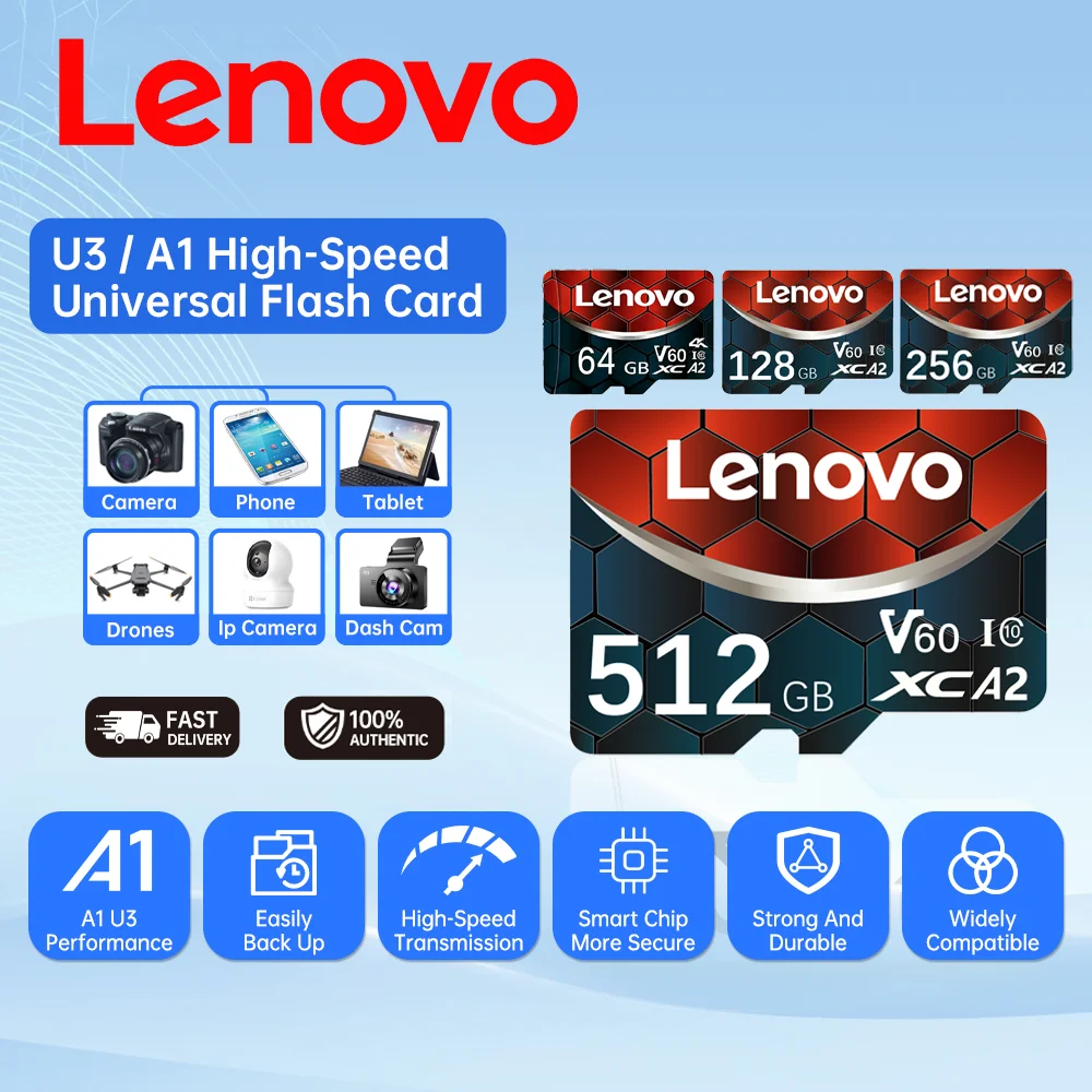 Lenovo 1TB Memory Card Flash Card Reliable Micro TF SD Card SD High Speed Memory Sd Cards Class10 Storage Card for PC/Smartphone
Lenovo 1TB Memory Card Flash Card Reliable Micro TF SD Card SD High Speed Memory Sd Cards Class10 Storage Card for PC/Smartphone