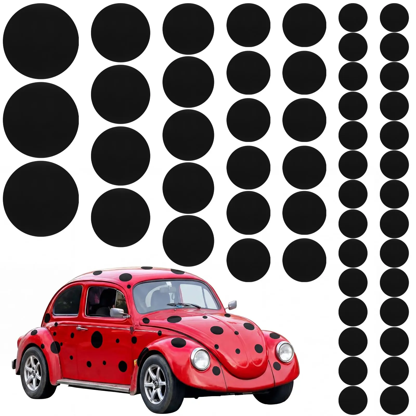 52 Pcs Black Vinyl Ladybug Spots Dots For Car Decor 7.5 5.5 5 3 2 Inch Stickers
52 Pcs Black Vinyl Ladybug Spots Dots For Car Decor 7.5 5.5 5 3 2 Inch Stickers