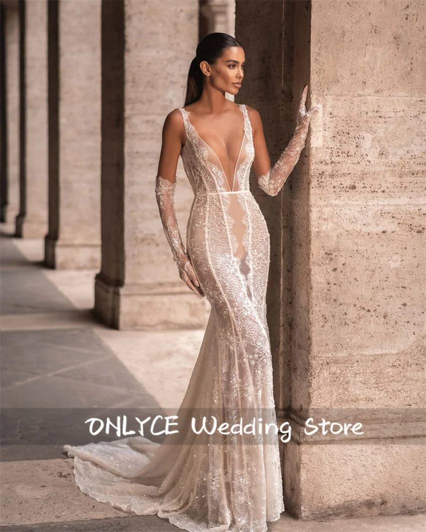 Elegant Lace Mermaid Wedding Dresses Exquisite Surface Bridal Gown Mopping Length Vestidos De Novias With Gloves Customized
Elegant Lace Mermaid Wedding Dresses Exquisite Surface Bridal Gown Mopping Length Vestidos De Novias With Gloves Customized