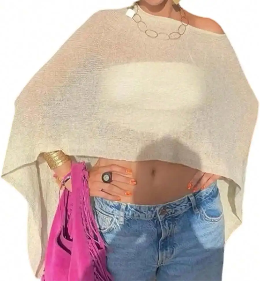 Women Sheer Knit Poncho Top Lightweight Batwing Sleeve Shrug Cover Up Beachwear
Women Sheer Knit Poncho Top Lightweight Batwing Sleeve Shrug Cover Up Beachwear