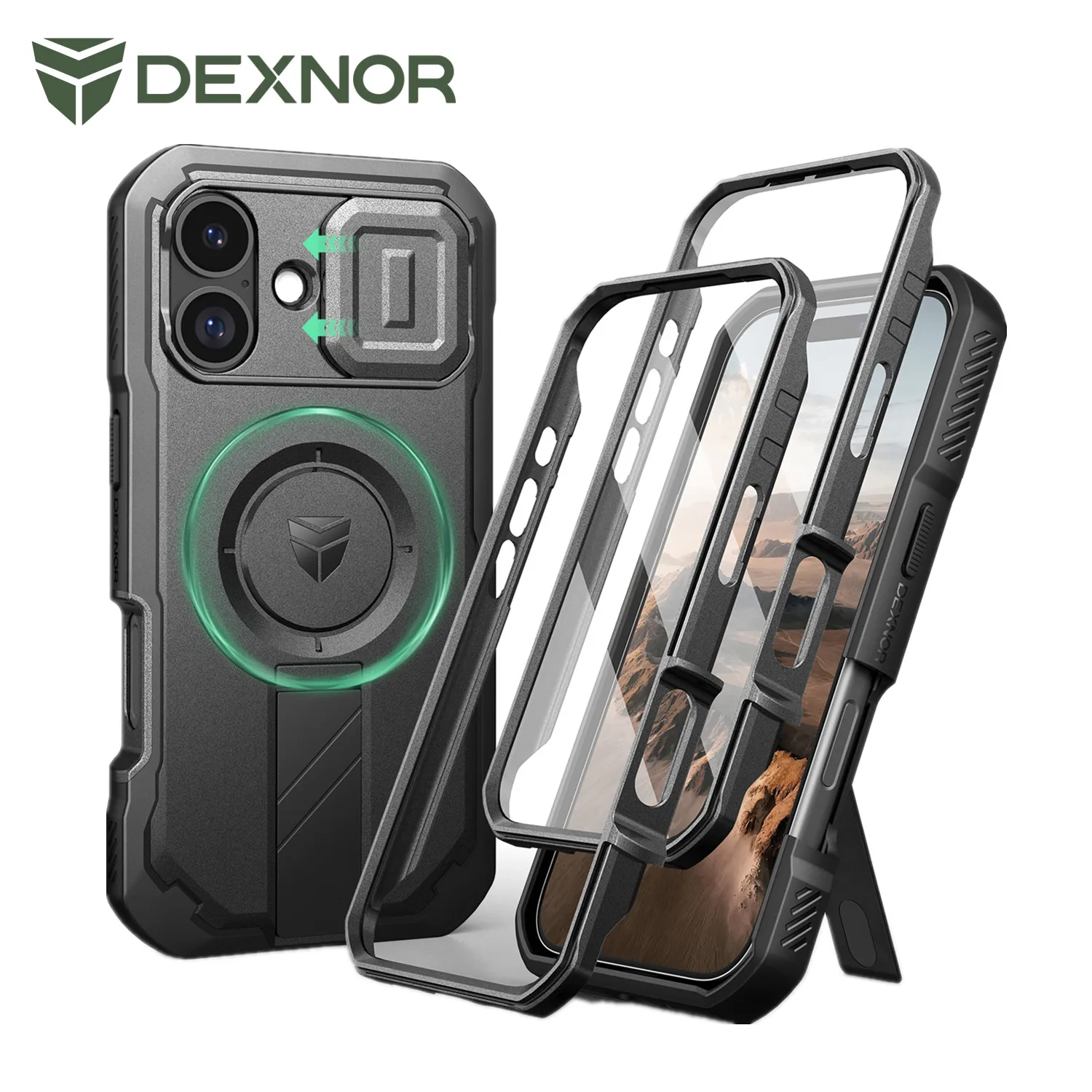 Dexnor for iPhone 17 Case with Slide Camera Cover & Adjustable Kickstand Compatible with MagSafe Magnetic Shockproof Bumper Case
Dexnor for iPhone 17 Case with Slide Camera Cover & Adjustable Kickstand Compatible with MagSafe Magnetic Shockproof Bumper Case