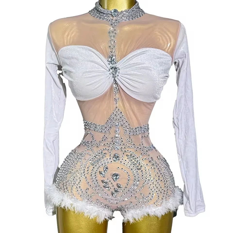 Fashion Sexy Elastic Bodysuit With Rhinestone And Elegant Stage Performance Wear For Female Dance Show And Competition
Fashion Sexy Elastic Bodysuit With Rhinestone And Elegant Stage Performance Wear For Female Dance Show And Competition
