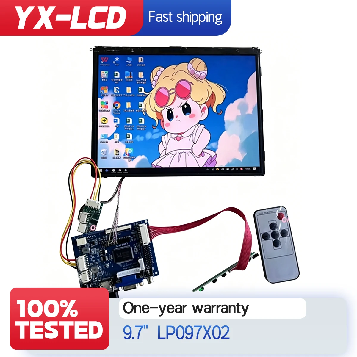 LP097X02 9.7" 1024X768 LCD Screen 1024*768 DIY+ AV HDMI-VGA controller board
LP097X02 9.7" 1024X768 LCD Screen 1024*768 DIY+ AV HDMI-VGA controller board