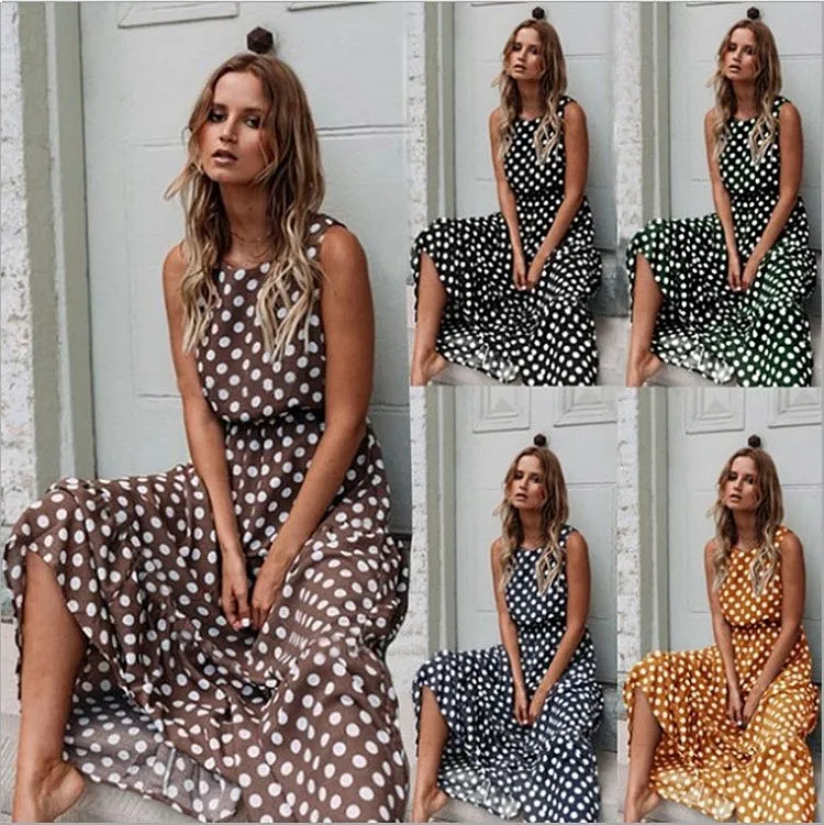 Sweet Polka Dot Sleeveless Midi Dress Jumpsuit Playsuit Matching Set for Women Spring Summer
Sweet Polka Dot Sleeveless Midi Dress Jumpsuit Playsuit Matching Set for Women Spring Summer
