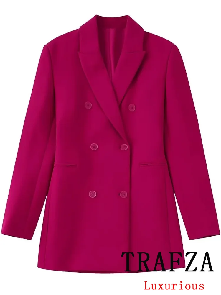 TRAFZA Vintage Casual Chic Women Blazer Solid Double Breasted Long Sleeve Blazer New Fashion 2024 Autumn Office Lady Blazers
TRAFZA Vintage Casual Chic Women Blazer Solid Double Breasted Long Sleeve Blazer New Fashion 2024 Autumn Office Lady Blazers