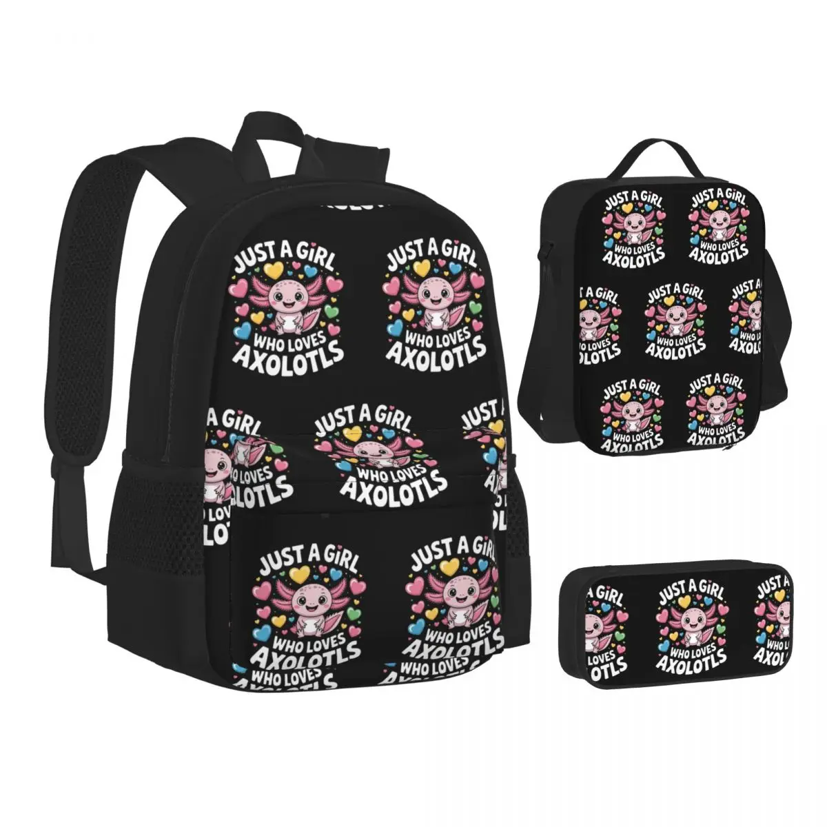 Just A Girl Who Loves Axolotls Backpacks Boys Girls Bookbag School Bags Kids Rucksack Lunch Bag Pen Bag Three-Piece Set
Just A Girl Who Loves Axolotls Backpacks Boys Girls Bookbag School Bags Kids Rucksack Lunch Bag Pen Bag Three-Piece Set