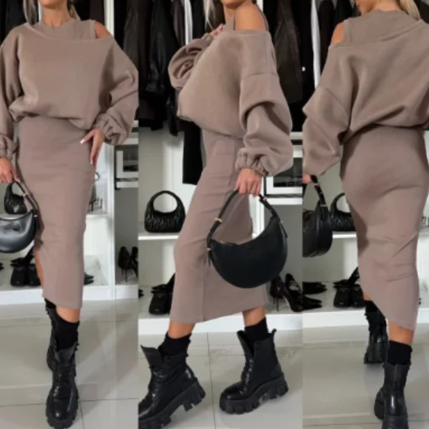 Women's Sweatshirt & Sleeveless Dress 2-Piece Set Women's Multi-color V-neck Diagonal Shoulder Casual Hoodie Skirt Set
Women's Sweatshirt & Sleeveless Dress 2-Piece Set Women's Multi-color V-neck Diagonal Shoulder Casual Hoodie Skirt Set