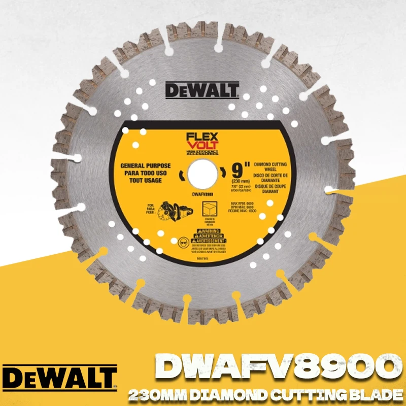 DEWALT DWAFV8900 9" 230mm FLEXVOLT Diamond Cutting Wheel, 7/8" 22.22mm Arbor, Segmented for Concrete/Masonry Dry Cutting
DEWALT DWAFV8900 9" 230mm FLEXVOLT Diamond Cutting Wheel, 7/8" 22.22mm Arbor, Segmented for Concrete/Masonry Dry Cutting