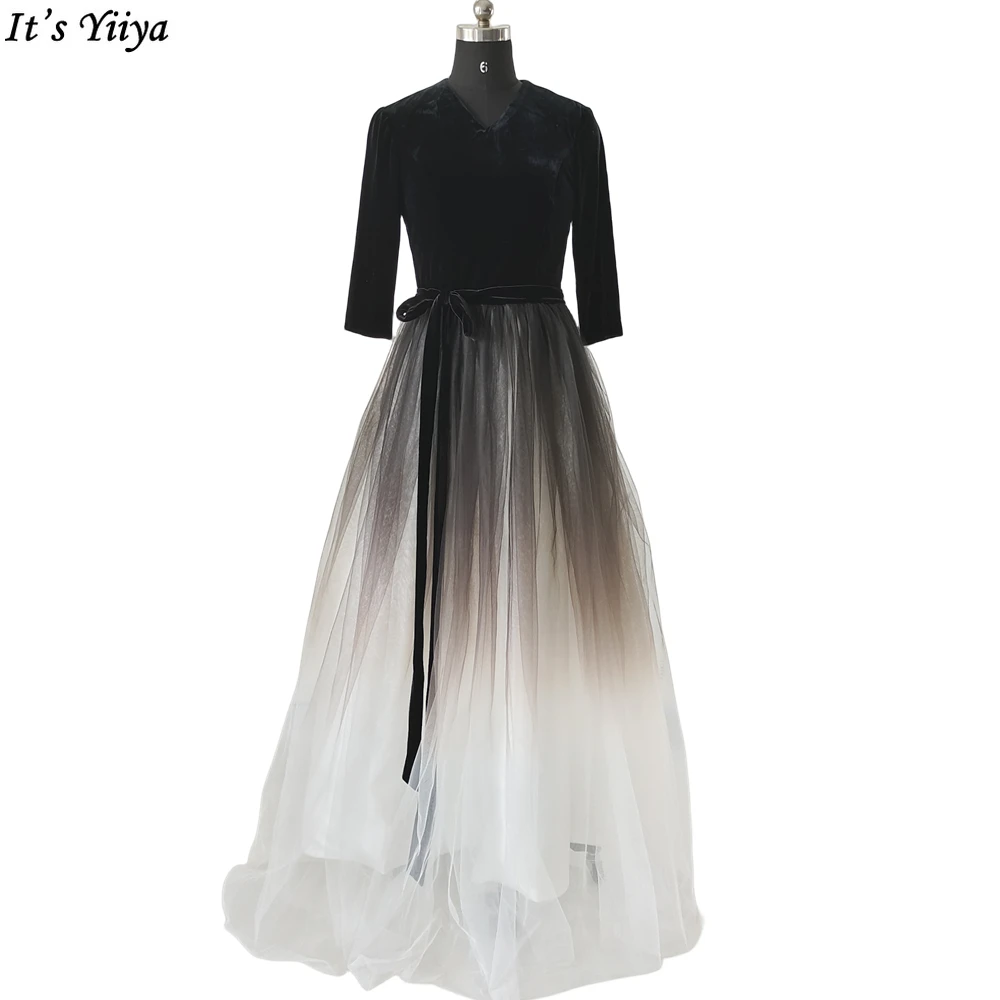 It is Yiiya Greadient Black Evening Gown Velvet V-Neck Half Sleeve A-line Floor-length Plus size Party Dress Robe De Soiree K161
It is Yiiya Greadient Black Evening Gown Velvet V-Neck Half Sleeve A-line Floor-length Plus size Party Dress Robe De Soiree K161