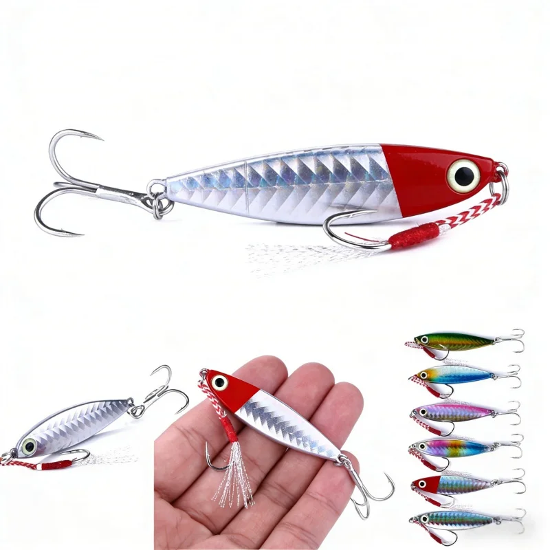 Long-range cast iron lure bait6PCSInstallation7g10g15g20gFront iron plate hook, rear blood groove treble hook, metal lure, lead
Long-range cast iron lure bait6PCSInstallation7g10g15g20gFront iron plate hook, rear blood groove treble hook, metal lure, lead