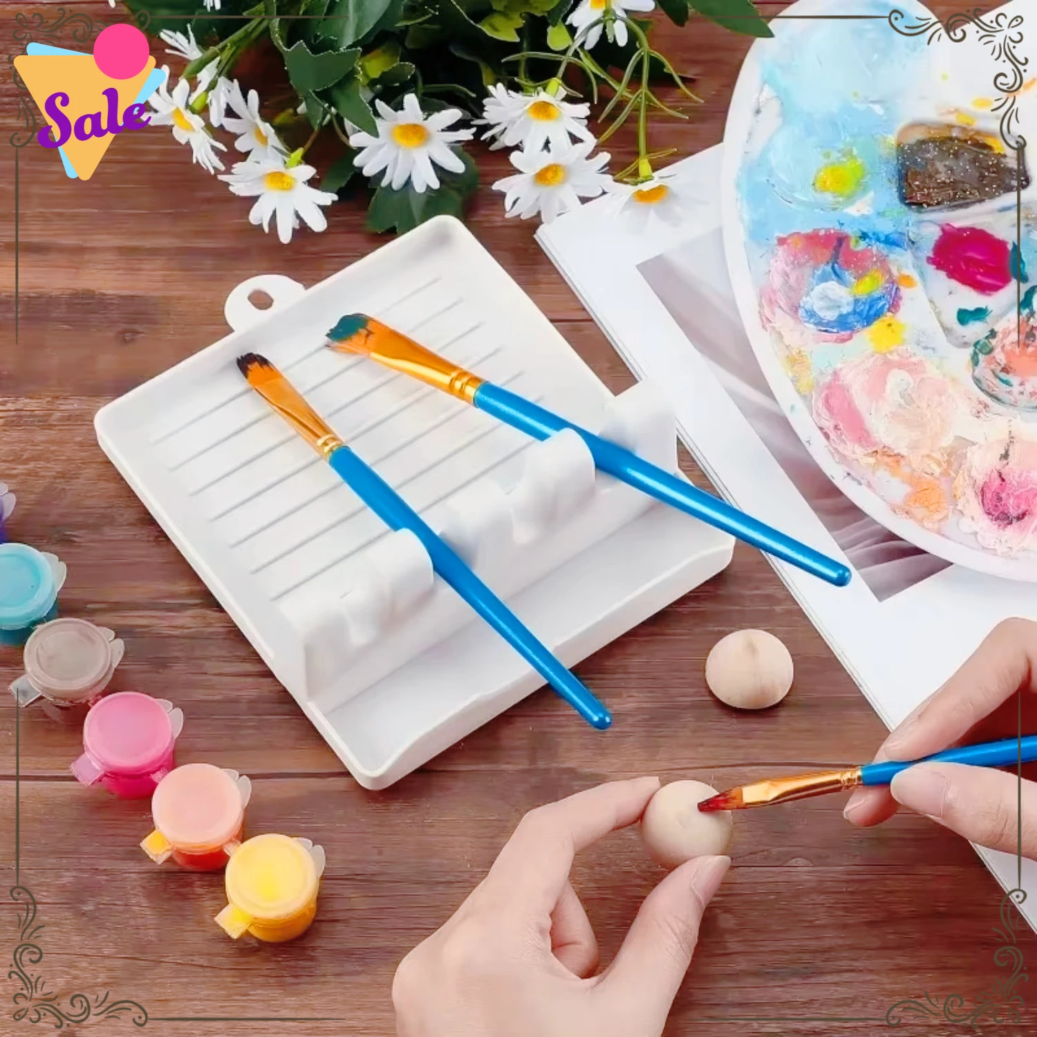 4-Slot Plastic Paint Brush Rest Holder with Drip Tray - White Artist Brush Stand for Watercolor, Oil, Acrylic Painting
4-Slot Plastic Paint Brush Rest Holder with Drip Tray - White Artist Brush Stand for Watercolor, Oil, Acrylic Painting