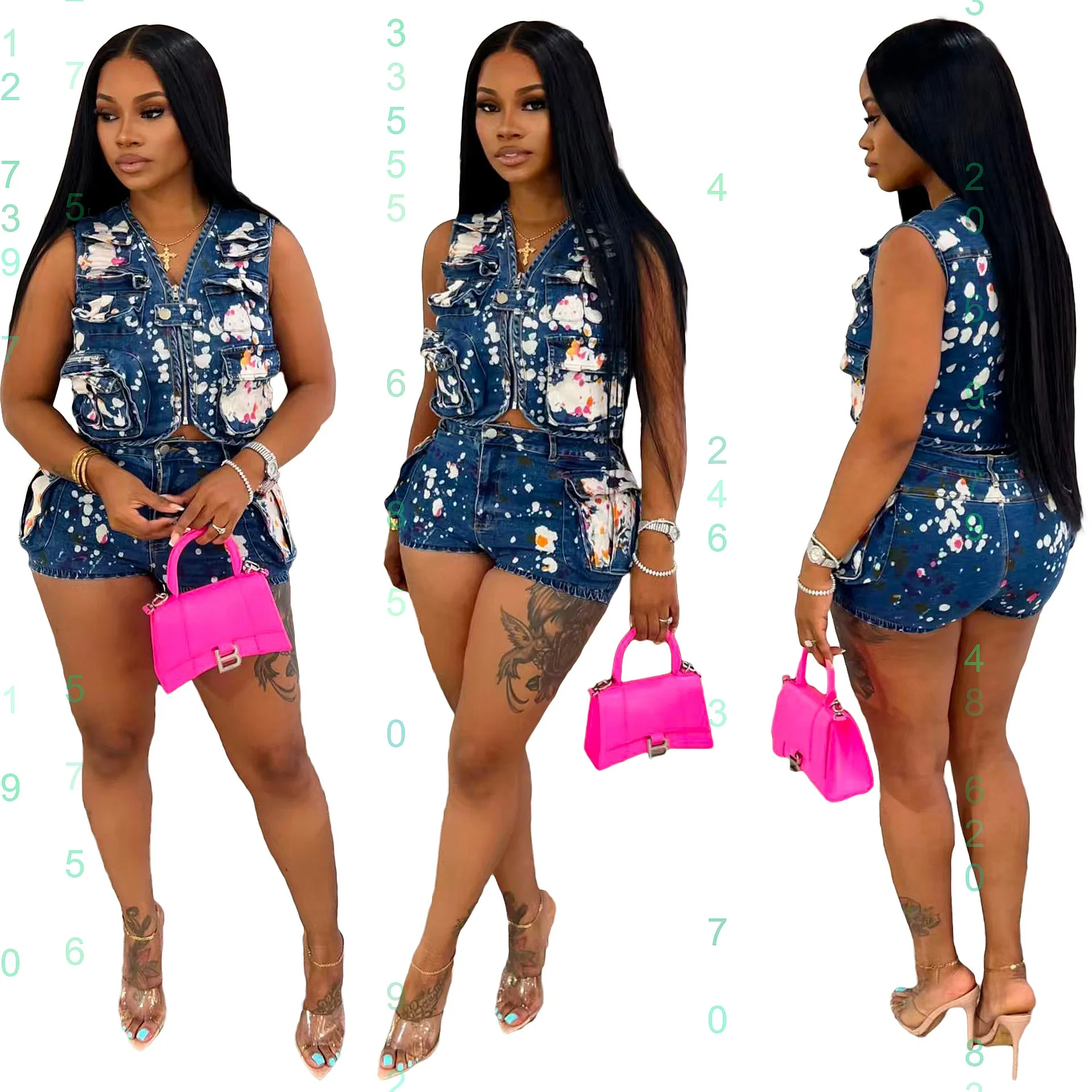 Fashion Women Casual Denim Matching Set Multi Pockets Vest Printed Shorts Stretch Jumpsuit Playsuit
Fashion Women Casual Denim Matching Set Multi Pockets Vest Printed Shorts Stretch Jumpsuit Playsuit