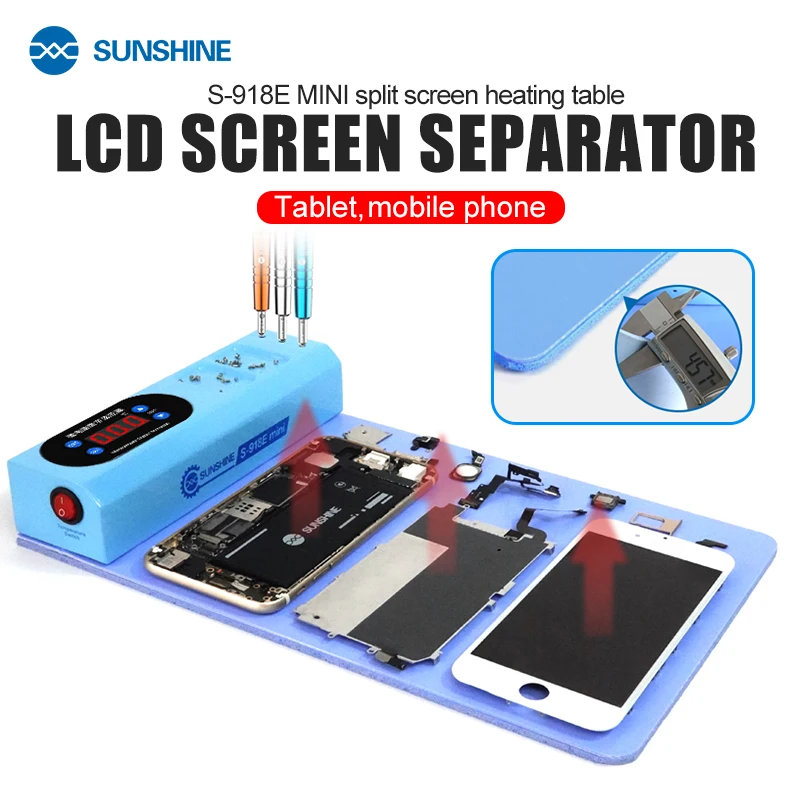 SUNSHINE S-918E MINI: Сепаратор для LCD-экранов с постоянным контролем температуры для быстрого снятия экранов с мобильных телефонов/планшетов
SUNSHINE S-918E MINI: Сепаратор для LCD-экранов с постоянным контролем температуры для быстрого снятия экранов с мобильных телефонов/планшетов