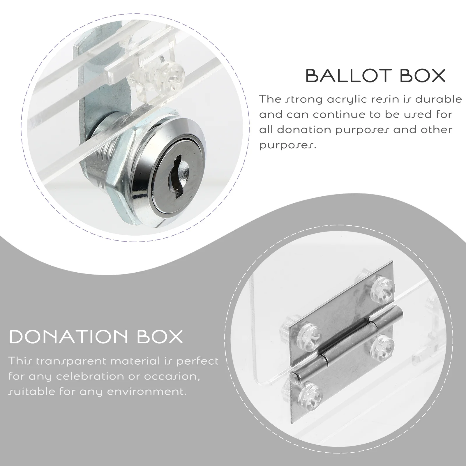 Clear Acrylic Ballot Box Secure Donation Suggestion Container with Lock for Voting Ticket Collection Comment Storage 
Clear Acrylic Ballot Box Secure Donation Suggestion Container with Lock for Voting Ticket Collection Comment Storage