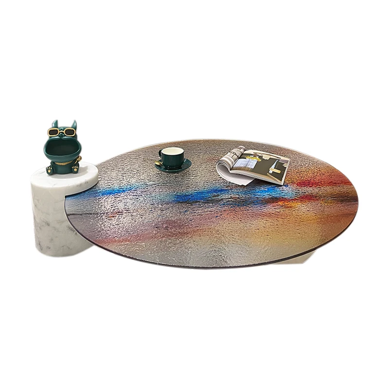Coffee table round tempered glass modern light luxury small apartment marble water ripple
Coffee table round tempered glass modern light luxury small apartment marble water ripple
