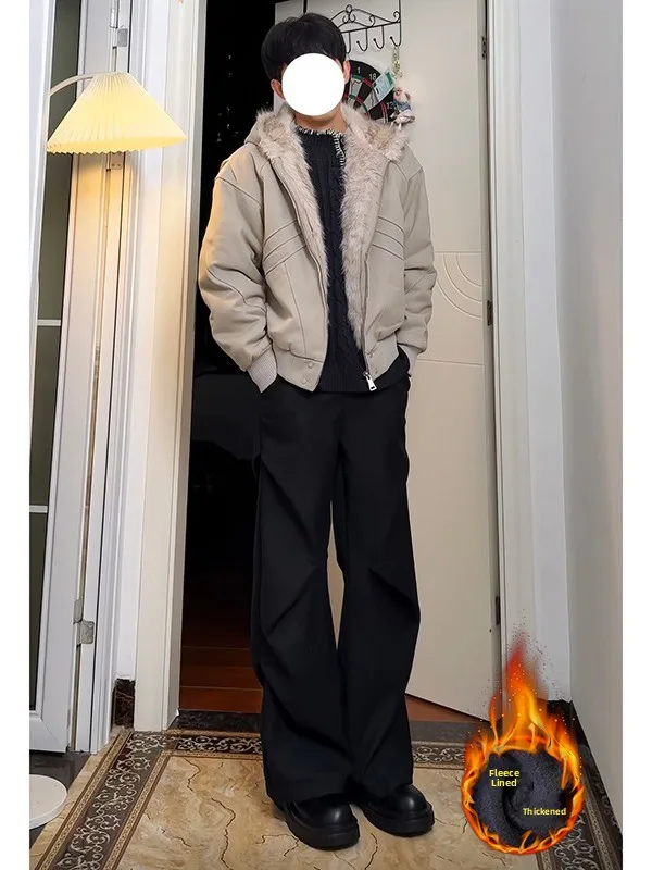 Мужские повседневные брюки-карго в американском стиле на флисовой подкладке, свободные, утепленные, черные, молодежные, популярные, зимние
Мужские повседневные брюки-карго в американском стиле на флисовой подкладке, свободные, утепленные, черные, молодежные, популярные, зимние