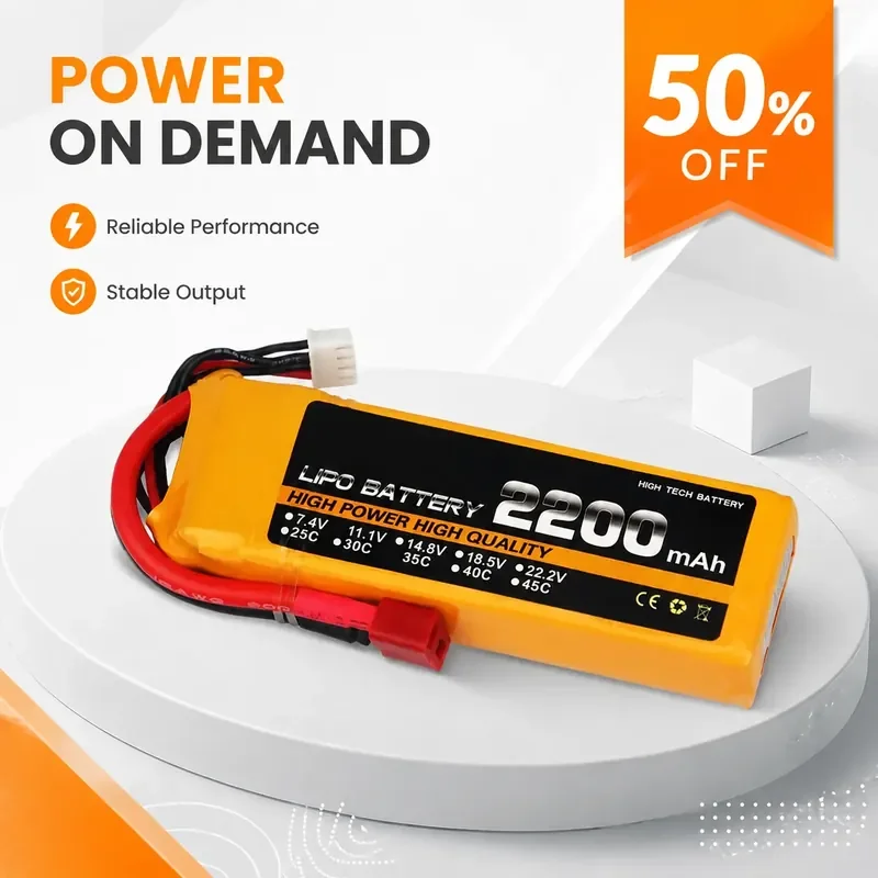 7.4V 2200mAh Lithium Polymer Battery for TCB Model Aircraft Remote Control Car Fixed Wing Drone 2S 3S 4S
7.4V 2200mAh Lithium Polymer Battery for TCB Model Aircraft Remote Control Car Fixed Wing Drone 2S 3S 4S