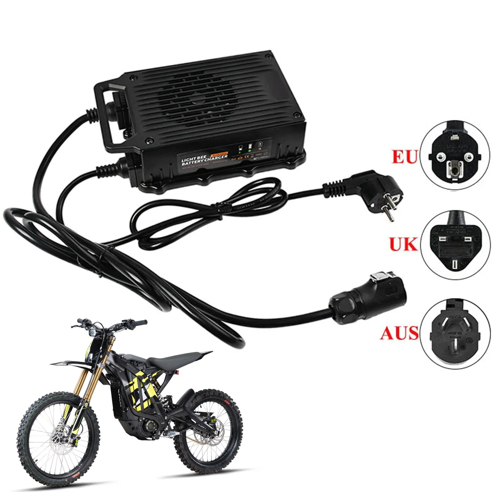 For SURRON Light Bee Charger 67.2V12A Fast Lithium Battery Replacement Fast Charging Upgrade Silent OEM Style Motorcycle Charger
For SURRON Light Bee Charger 67.2V12A Fast Lithium Battery Replacement Fast Charging Upgrade Silent OEM Style Motorcycle Charger