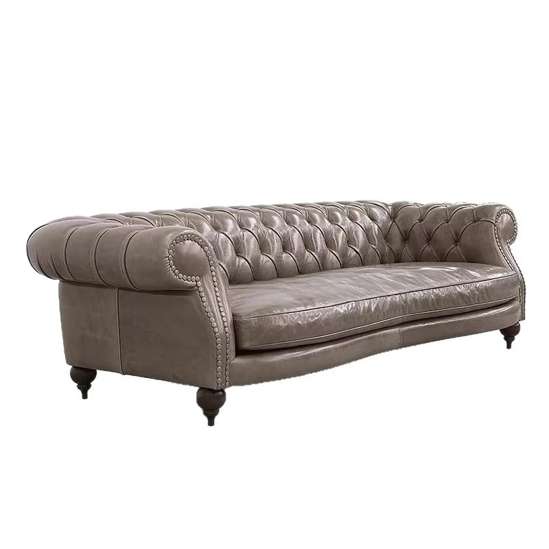 American retro oil wax leather leath er buckle so fa European living room straight row luxury first layer cowhide
American retro oil wax leather leath er buckle so fa European living room straight row luxury first layer cowhide