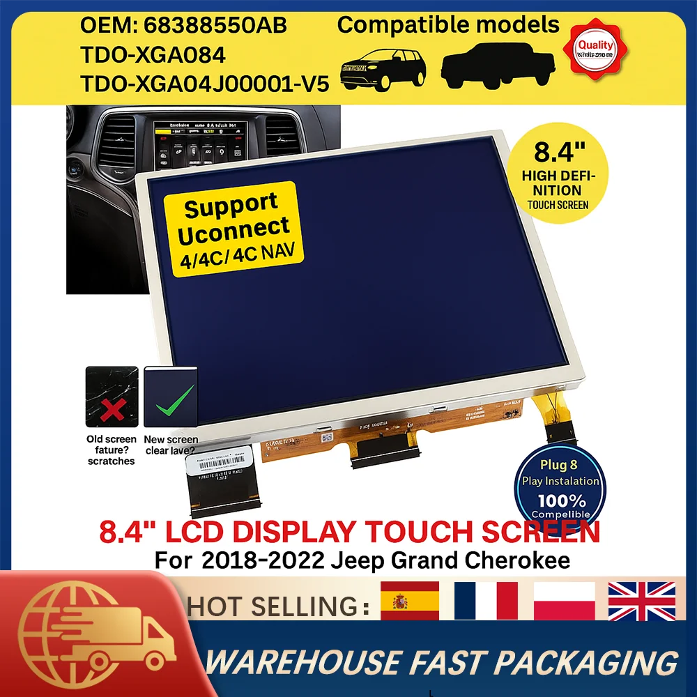 LCD Touch Screen 8.4" Uconnect Replacement For Jeep RAM TDO-XGA0840J00001-V5 For Grand Cherokee Wrangler RAM 1500 2500
LCD Touch Screen 8.4" Uconnect Replacement For Jeep RAM TDO-XGA0840J00001-V5 For Grand Cherokee Wrangler RAM 1500 2500