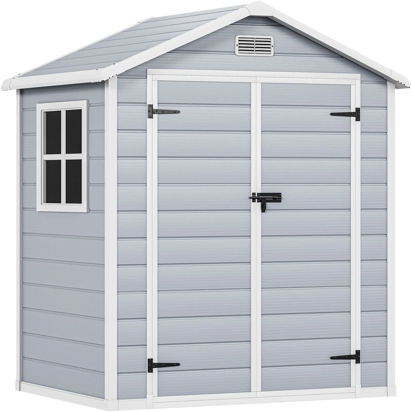 Outdoor Storage Shed 6' x 4.4' Garden Shed with Lockable Doors Vent and Window
Outdoor Storage Shed 6' x 4.4' Garden Shed with Lockable Doors Vent and Window